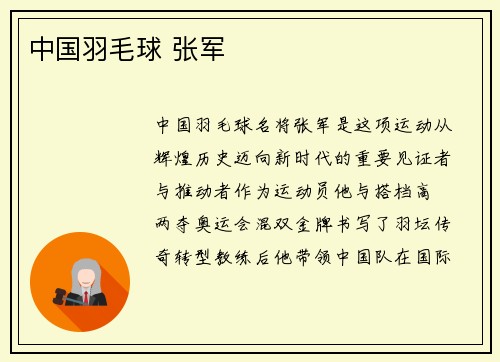 中国羽毛球 张军