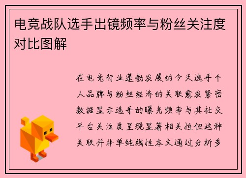 电竞战队选手出镜频率与粉丝关注度对比图解